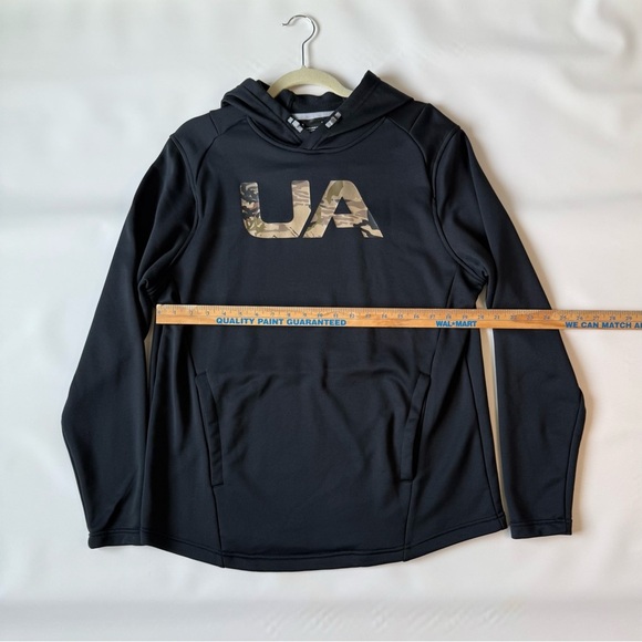 Under Armour Black long sleeve Hoodie with Camouflage UA Logo size large - Picture 6 of 7